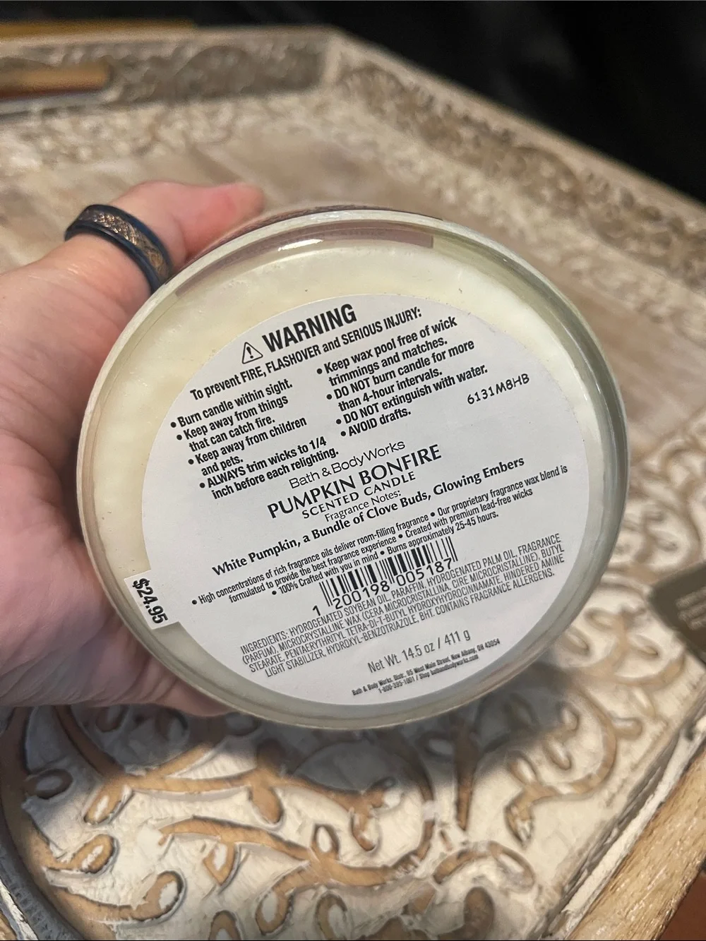 Bath & Body Works Pumpkin Bonfire Candle - Lavender Lid